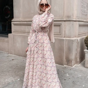 Floral Maxi Dress with Belt